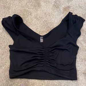 FP Movement by Free People Black Ruched Scoop Crop Top